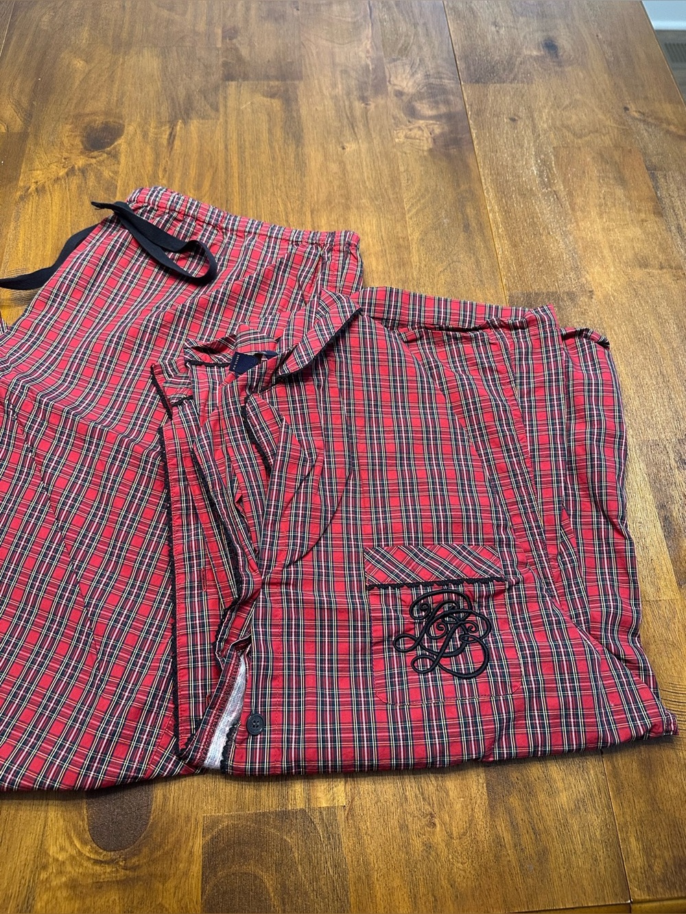 BROOKS BROTHERS Red Plaid Pajama Set with Embroidered Monogram